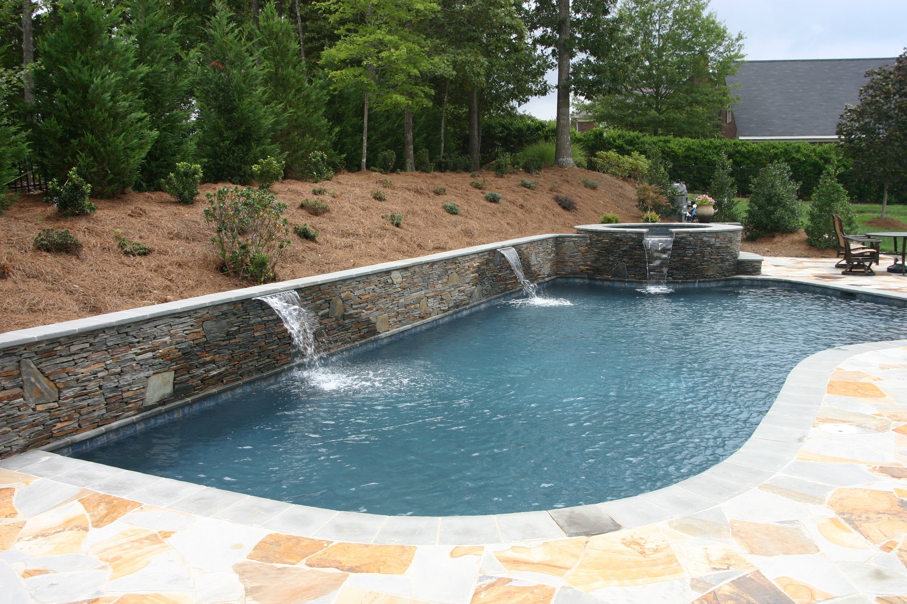 Water Features Inground Pool Concord NC Aloha Pools